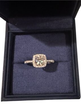 Sparkling Halo Moissanite Solitaire Ring in Silver - Women Jewelry